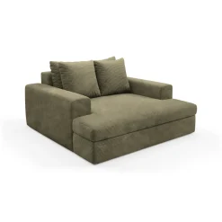 Divano Fisso 2 Posti Verde Oliva Cuscini Sfoderabili Braccioli 162x167x86h cm, Posti a Sedere 2 - Comazzo