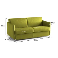 Divani Fissi 2 Posti > Dmora Divano Fisso 2 Posti Sfoderabile Idrorepellente 160x95x90h cm, Lavabile Made in Italy - Monleale Verde