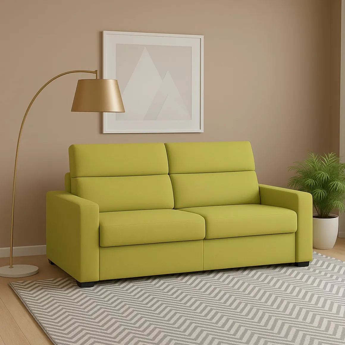 Divani Fissi 2 Posti > Dmora Divano Fisso 2 Posti Sfoderabile Idrorepellente 205x95x100h cm, Lavabile Made in Italy - Flaibano Verde