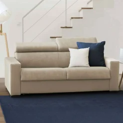 Divani Fissi 2 Posti|Salotto > Dmora Divano in legno e ferro rivestito in tessuto 180x95x85h cm - Kiev Beige