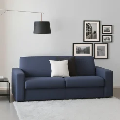 Divano in legno e ferro rivestito in tessuto blu 180x95x90h cm - Cianite