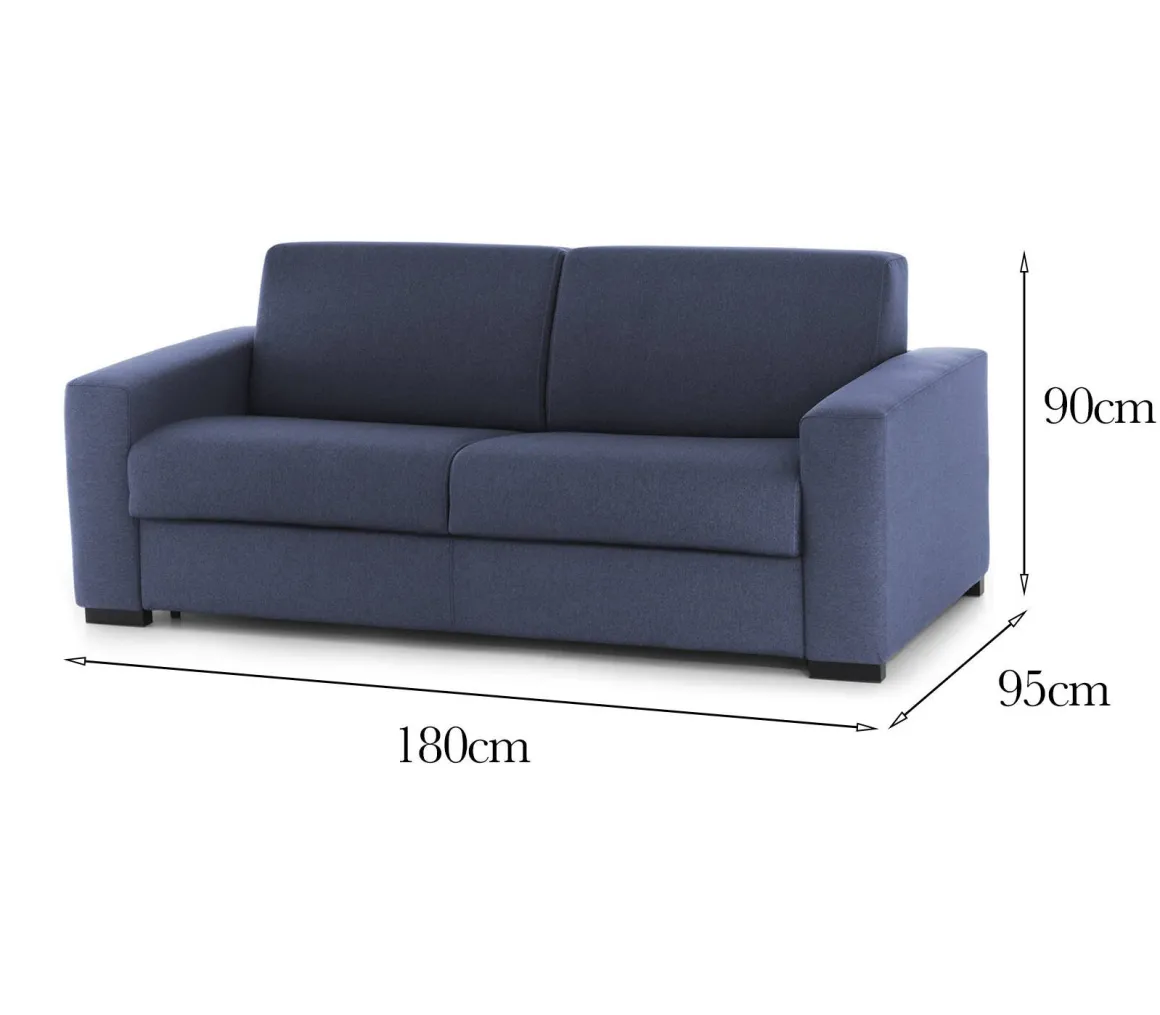 Divano in legno e ferro rivestito in tessuto blu 180x95x90h cm - Cianite