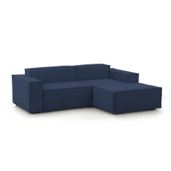 Divano in legno e ferro rivestito in tessuto blu 240x170x70h cm - Ameli