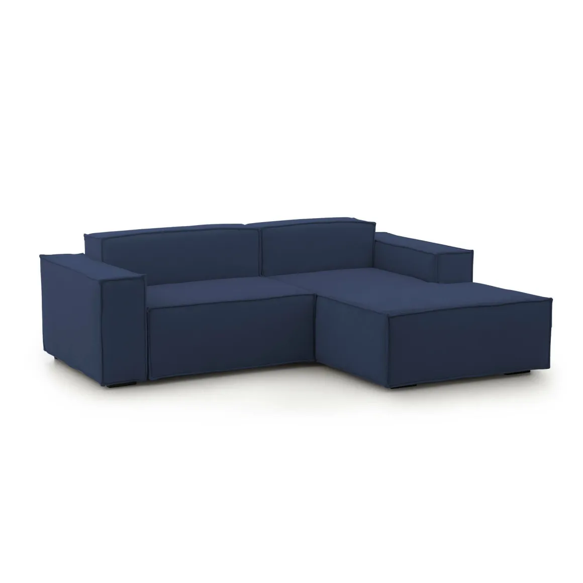 Divano in legno e ferro rivestito in tessuto blu 240x170x70h cm - Ameli