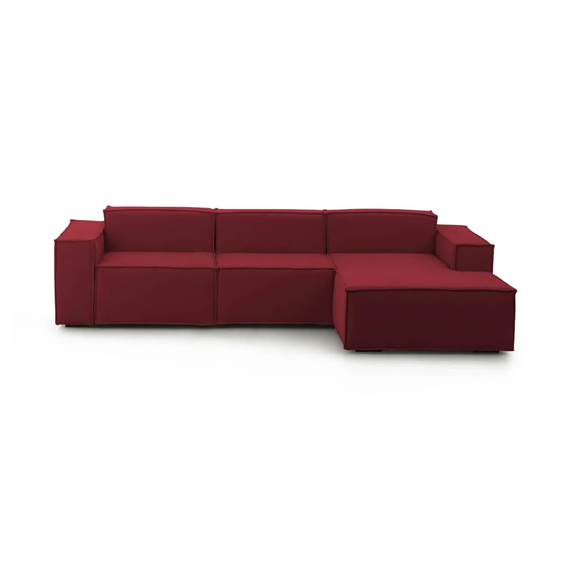 Divano in legno e ferro rivestito in tessuto rosso 300x170x70h cm - Ananas
