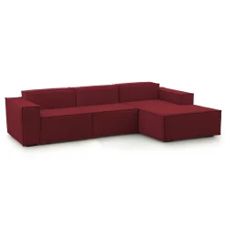 Divano in legno e ferro rivestito in tessuto rosso 300x170x70h cm - Ananas
