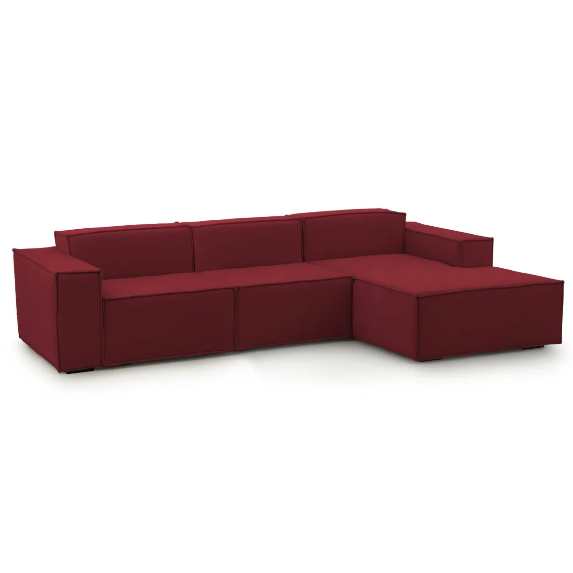 Divano in legno e ferro rivestito in tessuto rosso 300x170x70h cm - Ananas