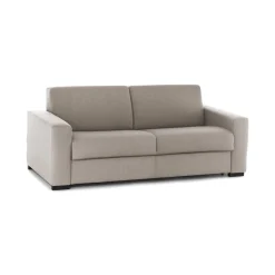 Divano in legno e ferro rivestito in tessuto tortora 180x95x90h cm - Cianite
