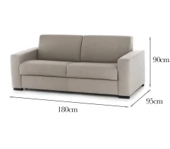 Divano in legno e ferro rivestito in tessuto tortora 180x95x90h cm - Cianite
