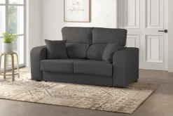 Divani Fissi 2 Posti > Dmora Divano in legno e metallo rivestito in tessuto nero e oro 148x84x68h cm - Gupta Oro, Nero