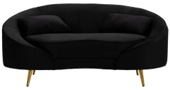 Divani Fissi 2 Posti > Dmora Divano in legno e metallo rivestito in tessuto nero e oro 148x84x68h cm - Gupta Oro, Nero