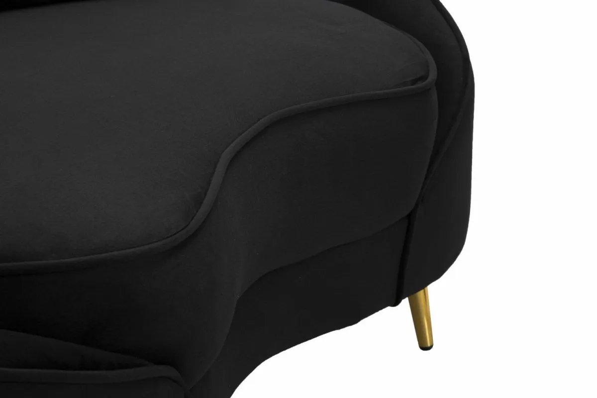 Divani Fissi 2 Posti > Dmora Divano in legno e metallo rivestito in tessuto nero e oro 148x84x68h cm - Gupta Oro, Nero