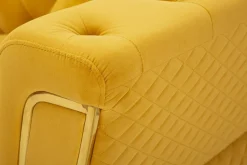 Divani Fissi 2 Posti > Dmora Divano in legno rivestito in tessuto ocra e oro 162x83x76h cm - Casio Oro, Giallo Ocra