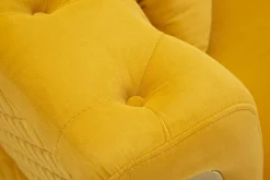 Divani Fissi 2 Posti > Dmora Divano in legno rivestito in tessuto ocra e oro 162x83x76h cm - Casio Oro, Giallo Ocra