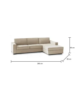 Divano in metallo rivestito in tessuto beige 260x95x90h cm - Assobasso