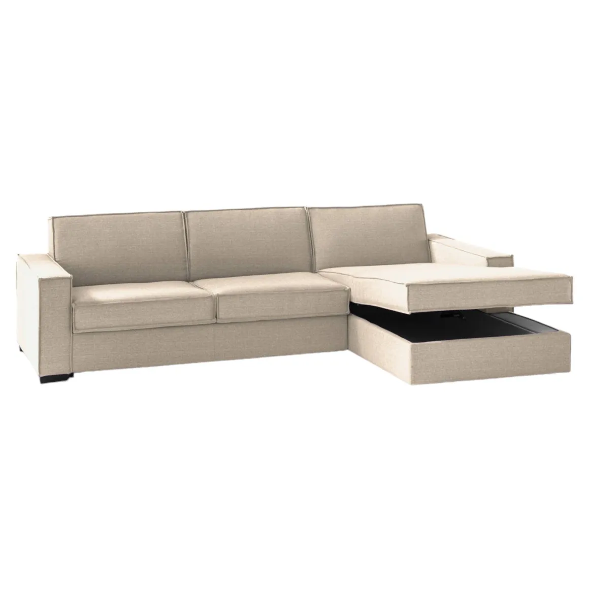 Divano in metallo rivestito in tessuto beige 260x95x90h cm - Assobasso