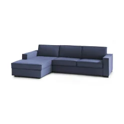 Divani Angolari|Divani Fissi Con Penisola > Dmora Divano in metallo rivestito in tessuto 280x95x90h cm - Anila Grigio