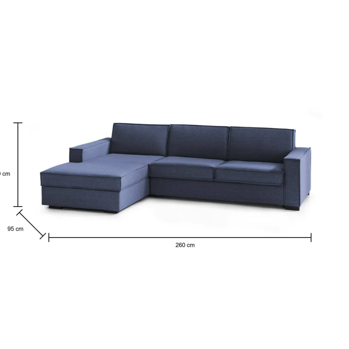 Divano in metallo rivestito in tessuto blu 260x95x90h cm - Sodalite
