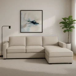 Divano in metallo rivestito in tessuto tortora 260x95x90h cm - Assobasso