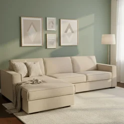 Divani Letto Con Penisola|Salotto > Dmora Divano letto angolare 280x95cm - Allaida Beige