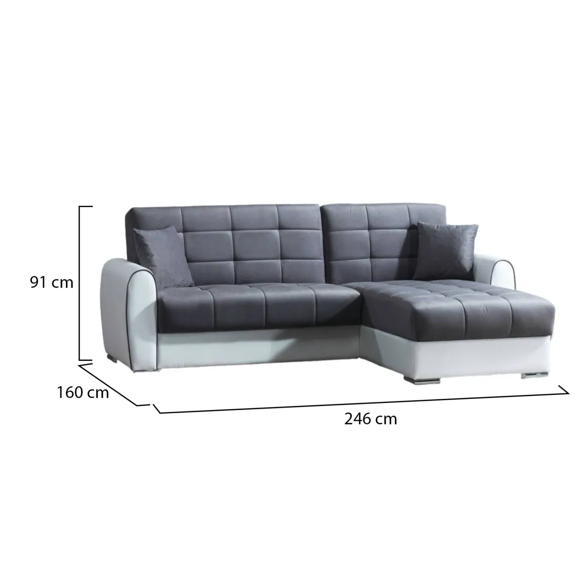 Divano letto angolare bianco e grigio 246x160cm - Argos