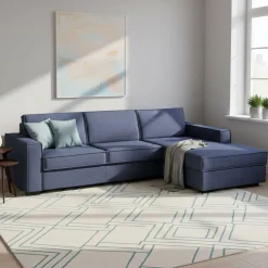 Divani Letto Con Penisola|Salotto > Dmora Divano letto angolare 260x95cm - Afar Blu