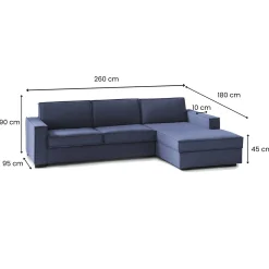 Divani Letto Con Penisola|Salotto > Dmora Divano letto angolare 260x95cm - Afar Blu