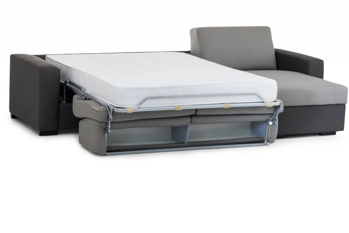 Divano letto angolare grigio e antracite 280x95cm - Aika