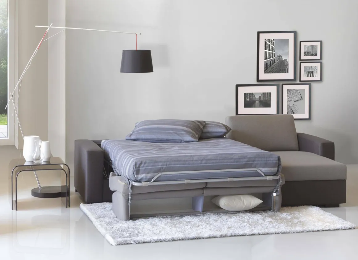 Divano letto angolare grigio e antracite 280x95cm - Aika