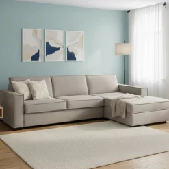 Divano letto angolare tortora 260x95cm - Afar
