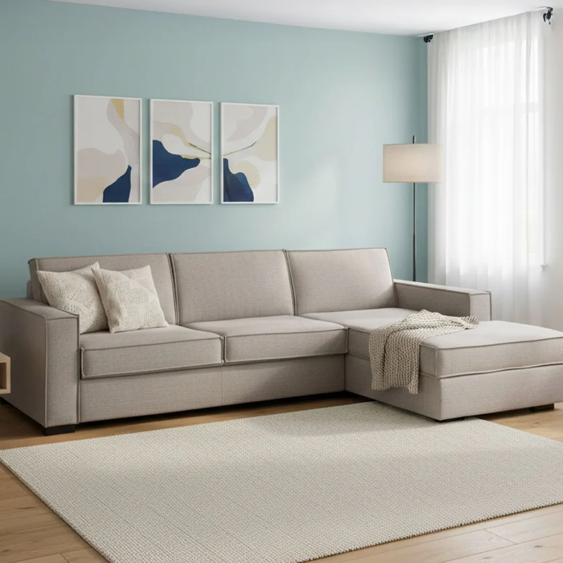 Divano letto angolare tortora 260x95cm - Afar