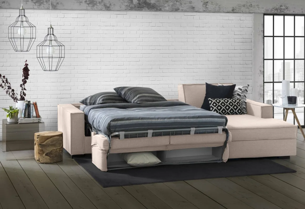 Divano letto angolare tortora 260x95cm - Afar