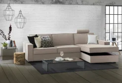 Divano letto angolare tortora 260x95cm - Afar