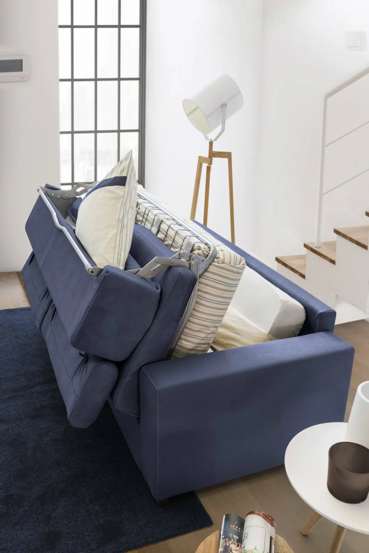 Divani Letto 2 Posti|Salotto > Dmora Divano letto apertura girevole 160x95cm - Alinia Blu