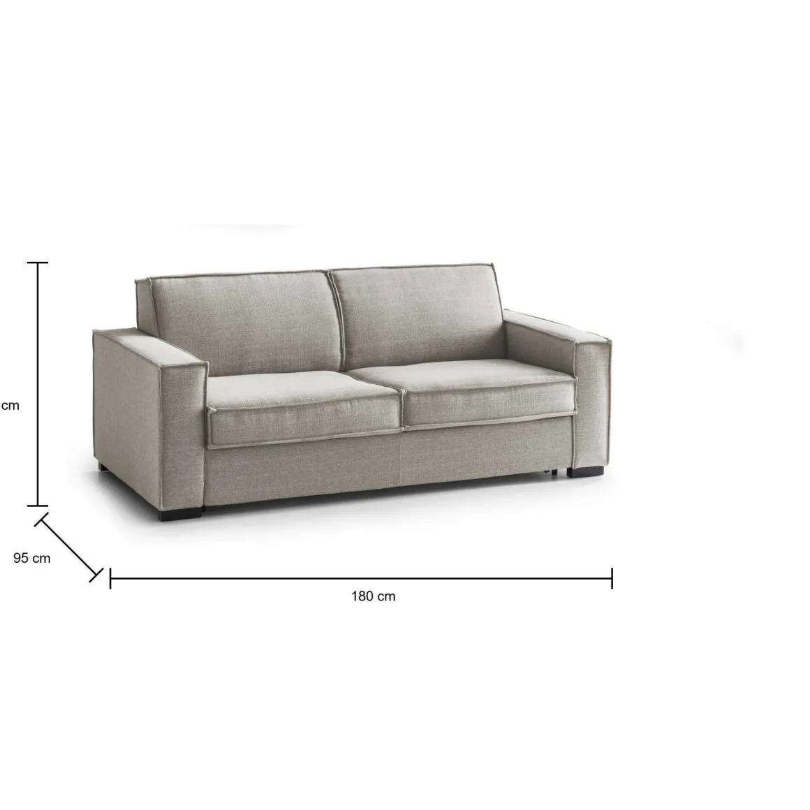 Divani Letto 2 Posti|Salotto > Dmora Divano letto apertura girevole tortora 200x95cm - Amapola Grigio Tortora