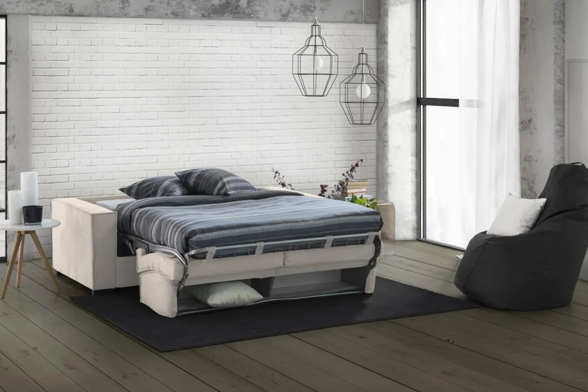 Divani Letto 2 Posti|Salotto > Dmora Divano letto apertura girevole tortora 200x95cm - Amapola Grigio Tortora