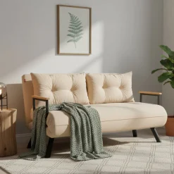 Divano letto comodo crema 133x78cm - Calvin