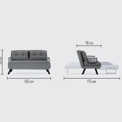 Divano letto comodo crema 133x78cm - Calvin