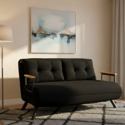 Divano letto comodo nero 133x78cm - Calvin