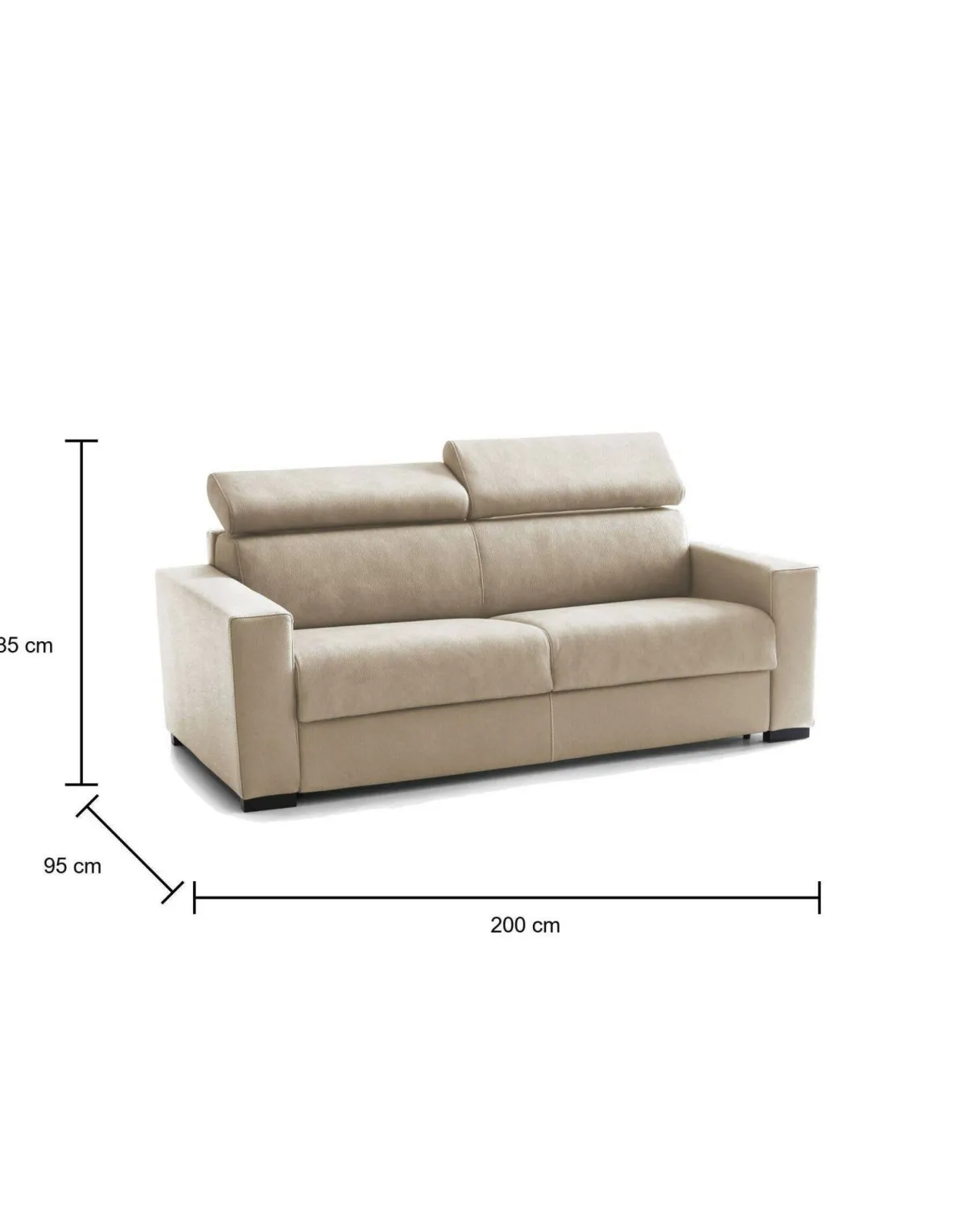 Divani Letto 3 Posti|Salotto > Dmora Divano letto compatto 200x95cm - Algo Beige