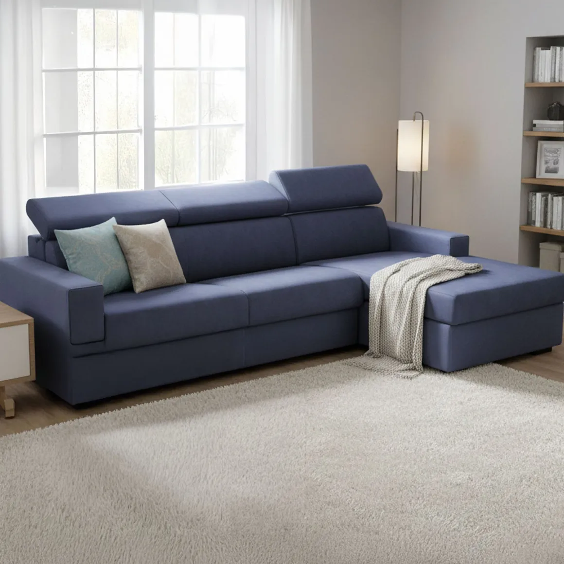 Divano letto compatto blu 260x95cm - Alibella