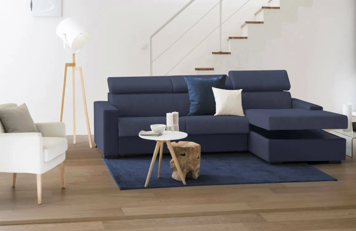 Divano letto compatto blu 260x95cm - Alibella
