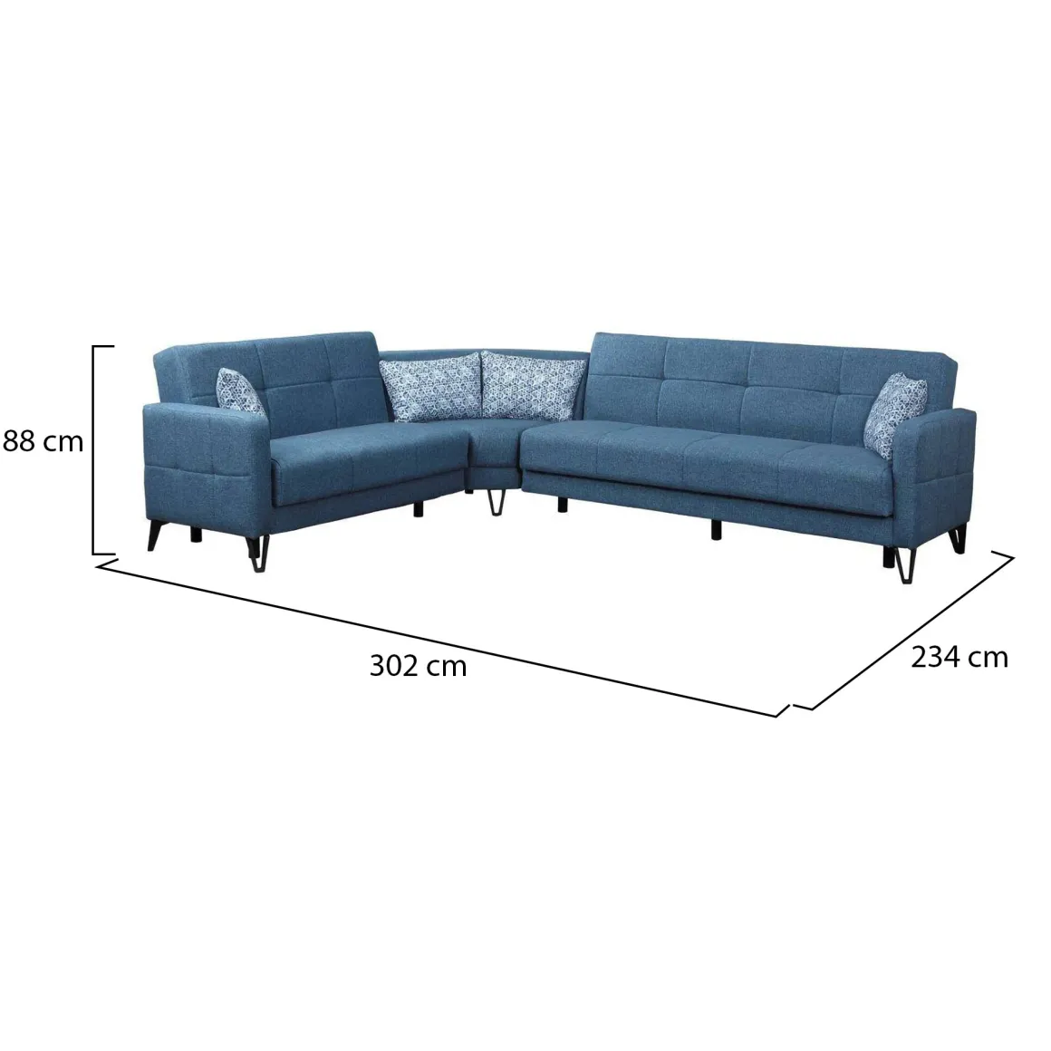 Divano letto compatto blu 302x234cm - Apo