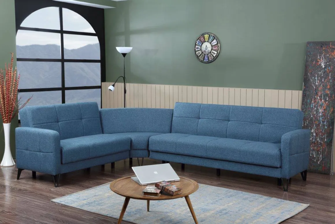 Divano letto compatto blu 302x234cm - Apo