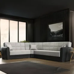 Divani Letto Con Penisola|Salotto > Dmora Divano letto compatto nero e grigio 305x238cm - Gaillardia Grigio, Nero