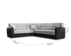 Divani Letto Con Penisola|Salotto > Dmora Divano letto compatto nero e grigio 305x238cm - Gaillardia Grigio, Nero
