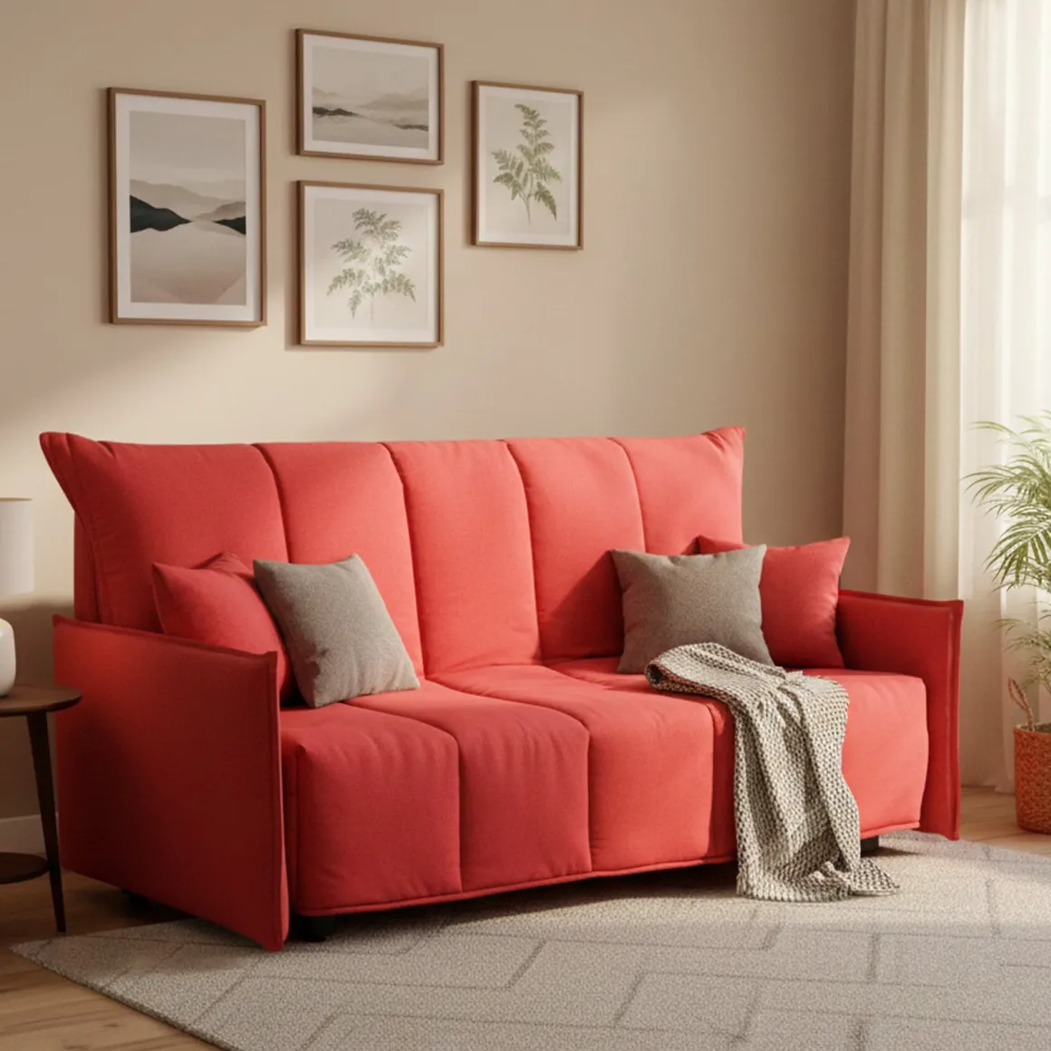 Divano letto compatto rosso 150x90cm - Alaric