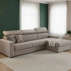 Divani Letto Con Penisola|Salotto > Dmora Divano letto compatto tortora 280x95cm - Allevatore Grigio Tortora
