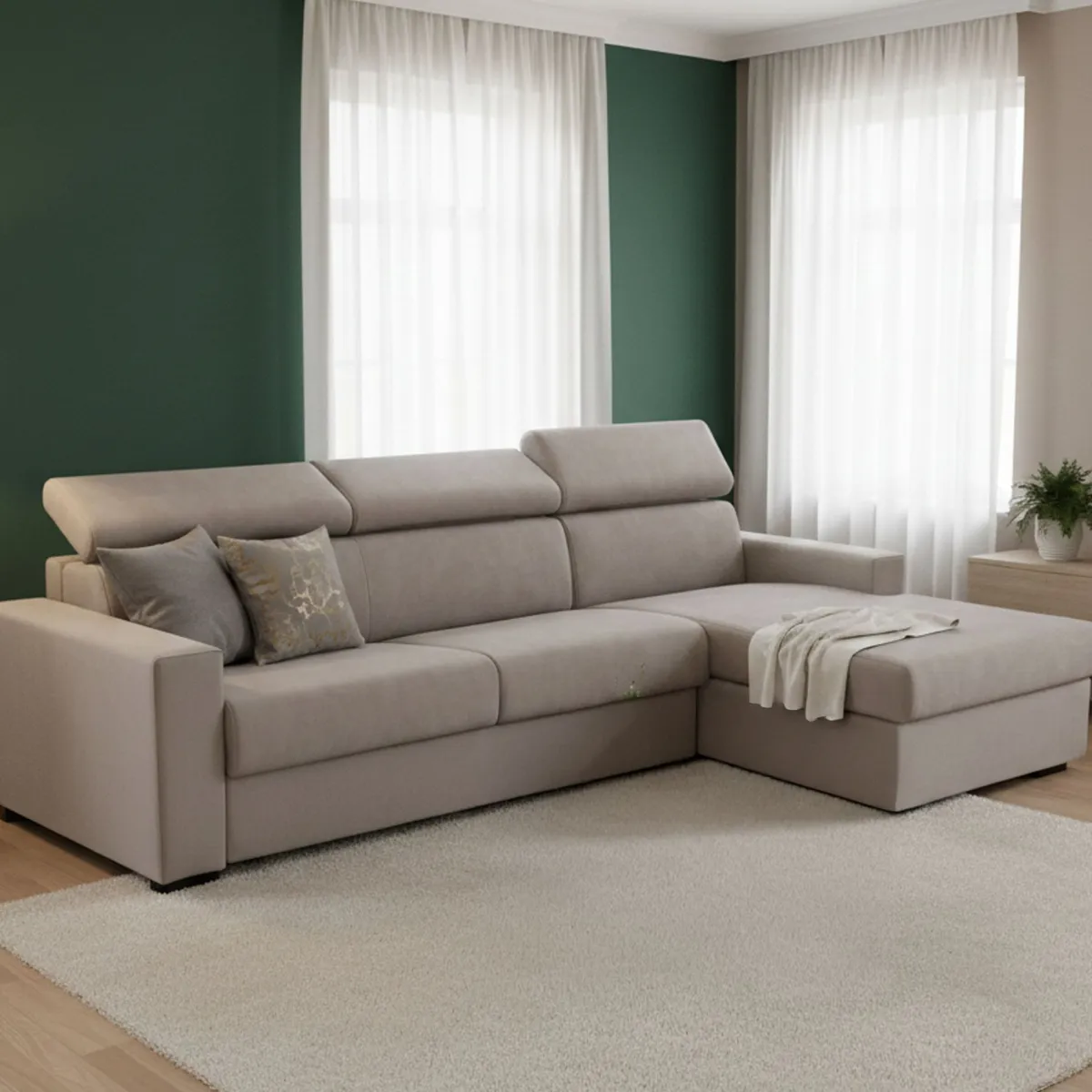 Divani Letto Con Penisola|Salotto > Dmora Divano letto compatto tortora 280x95cm - Allevatore Grigio Tortora