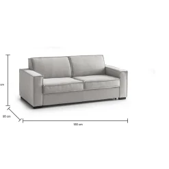 Divano letto con materasso grigio 180x95cm - Alisa